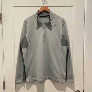 Nike Therma-Fit Men's Large Gray Quarter Zip Pullover Textured Fleece Jacket